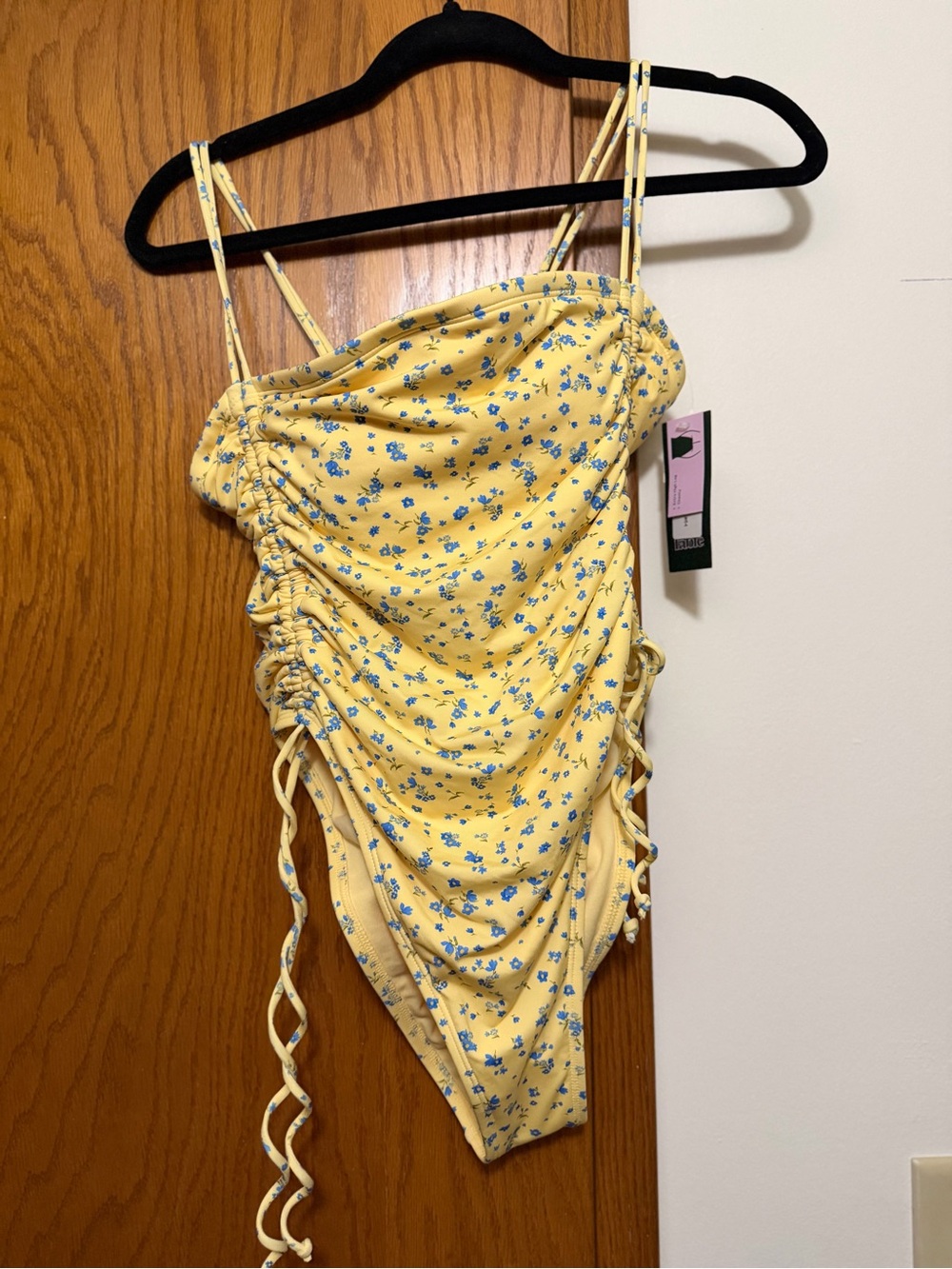 wild fable Yellow Floral Ruched One-Piece Swimsuit